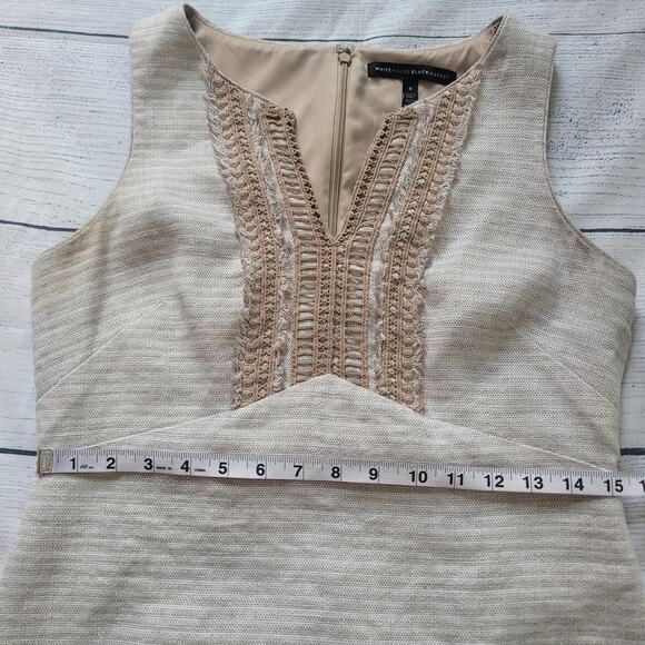 White House Black Market	Size	8 Neutral Linen Tweed Sleeveless Dress Timeless - Picture 10 of 11